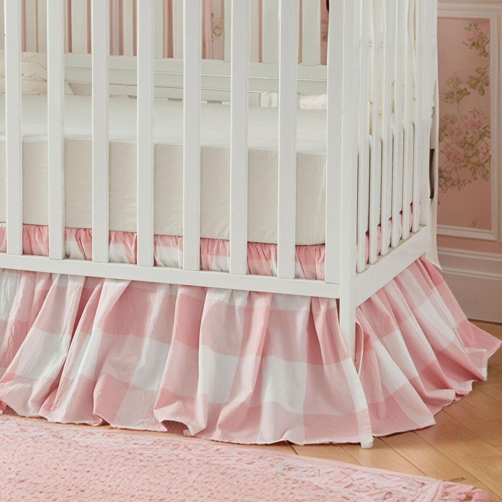 Brandream gingham gathered crib skirt fits standard crib and toddler bed