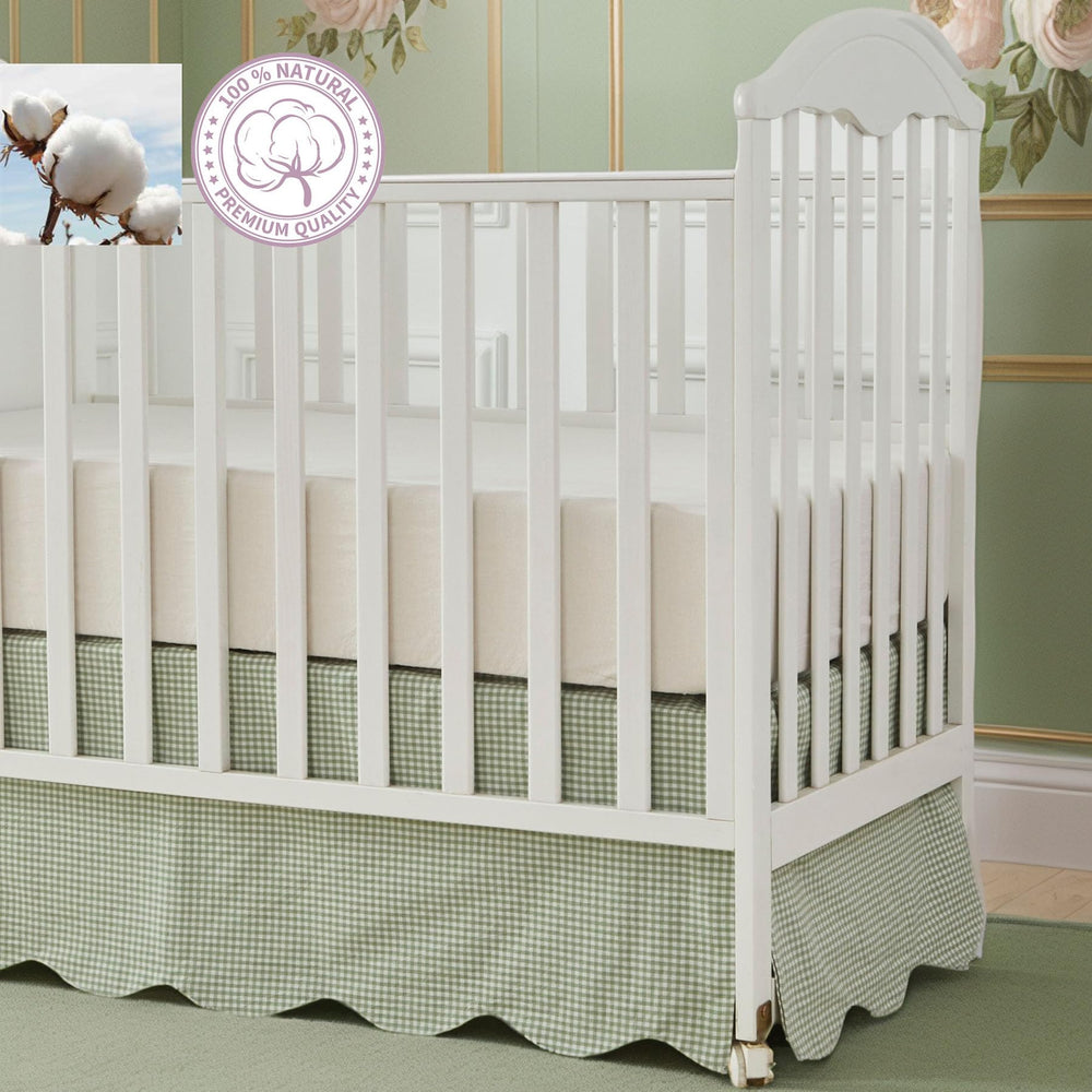 Brandream scallop edge crib skirt complements any decor while keeping the crib area tidy.