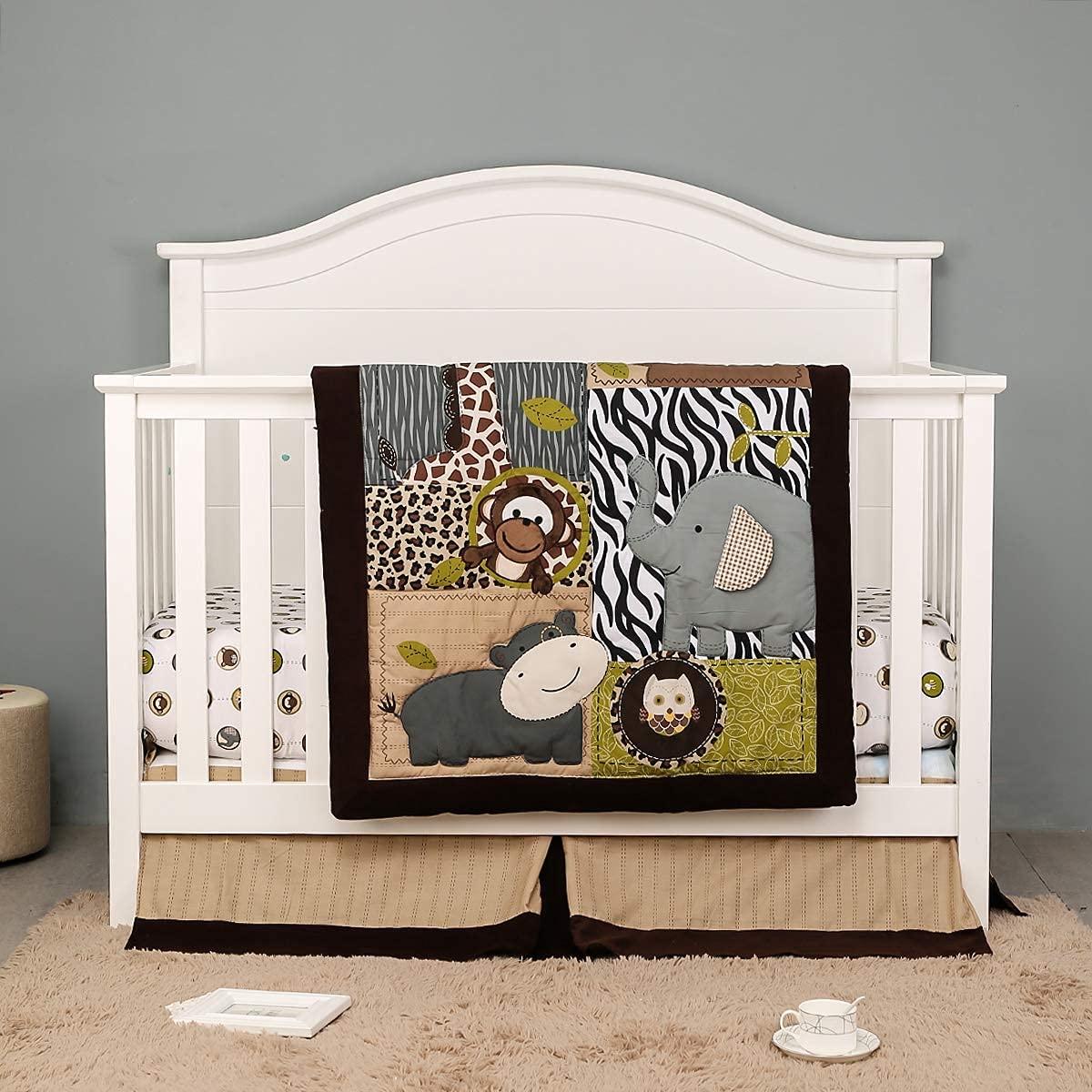 Brandream Jungle dust ruffle creates a tidy, complete crib silhouette.