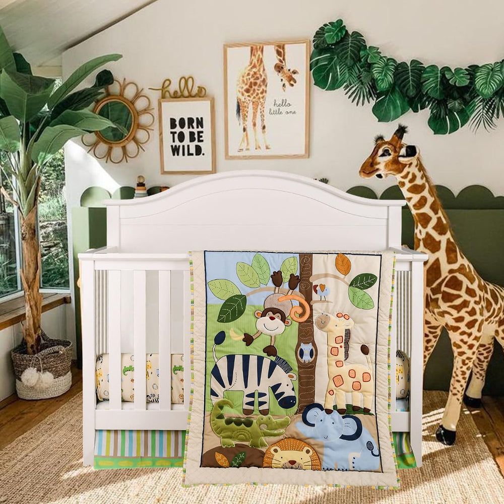 Brandream Jungle zebra design crib bedding for playful nursery decor and easy setup