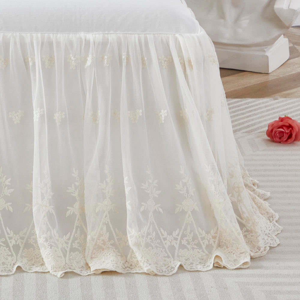Brandream lace crib bed skirt in cream enhances nursery décor