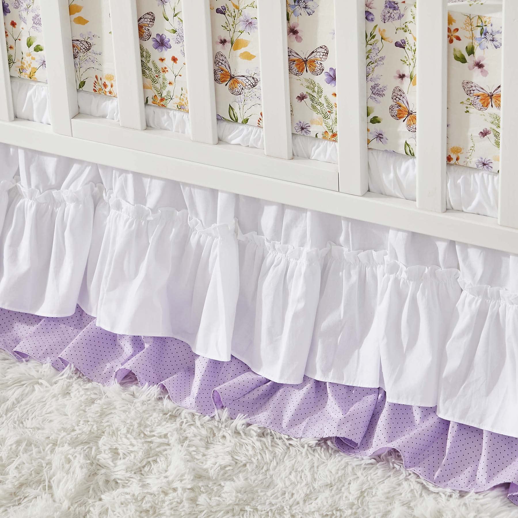 Brandream butterfly print detail on crib sheet adds cheerful nursery style