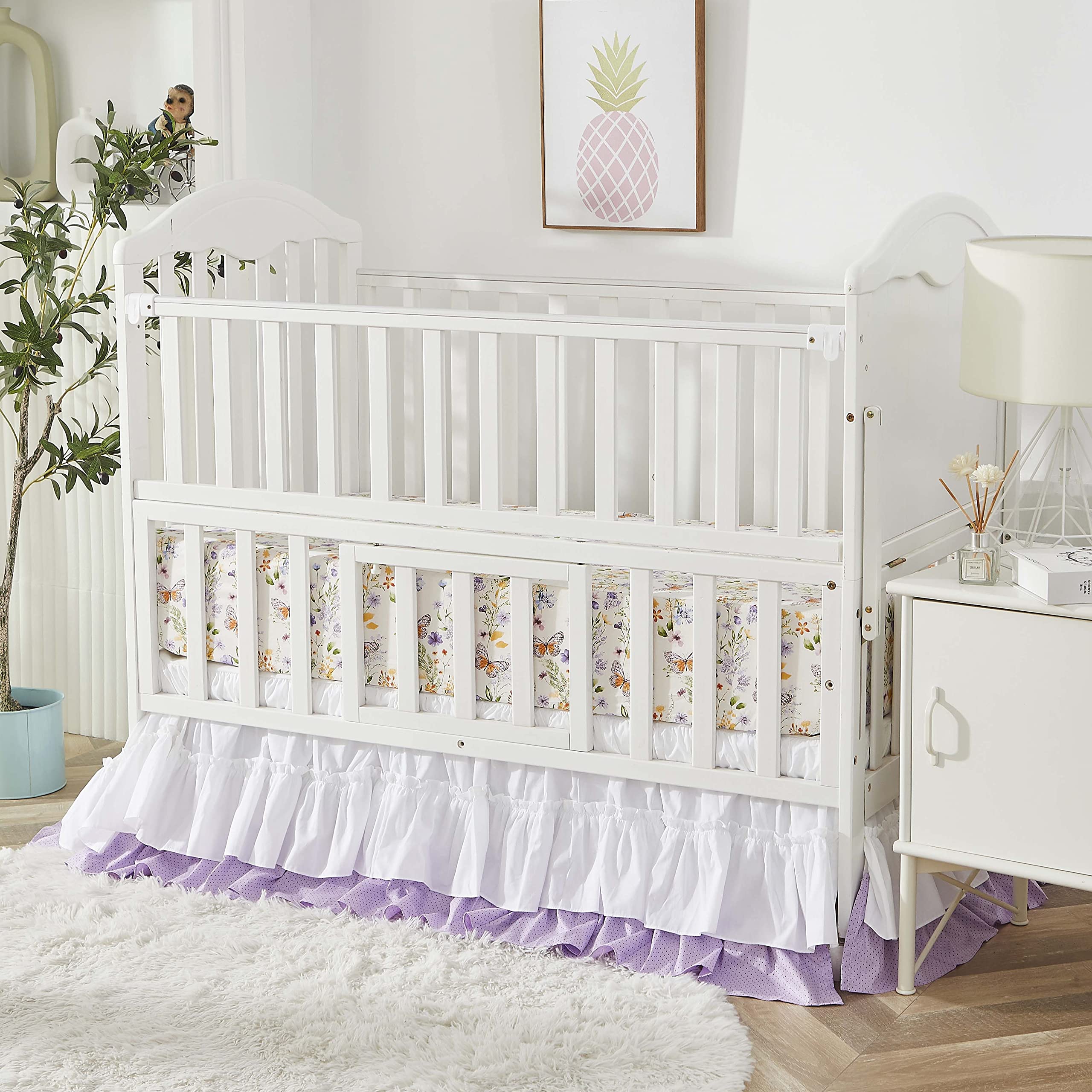 Brandream purple-pink-sage-white colorway enhances nursery decor
