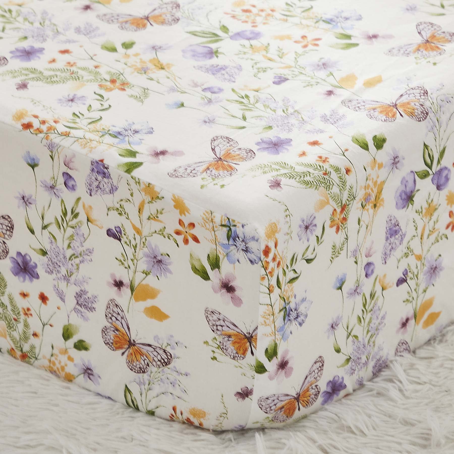 Brandream luxury crib sheet with wildflower butterfly print for breathable comfort