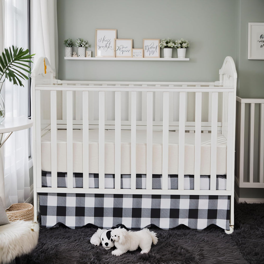 Brandream luxury-scallop-edge bedskirt offers a polished look for standard cribs.