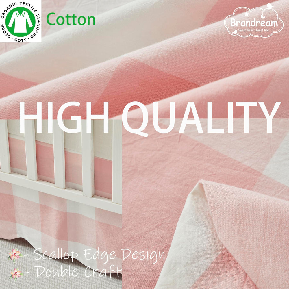 Brandream luxury scallop edge crib skirt complements standard cribs with a four-sided, tidy fit.