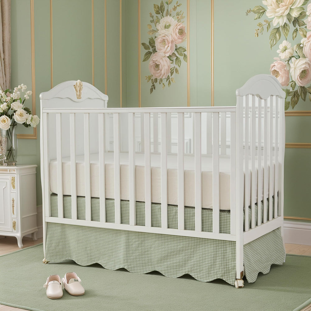 Brandream machine washable crib skirt simplifies nursery laundry.