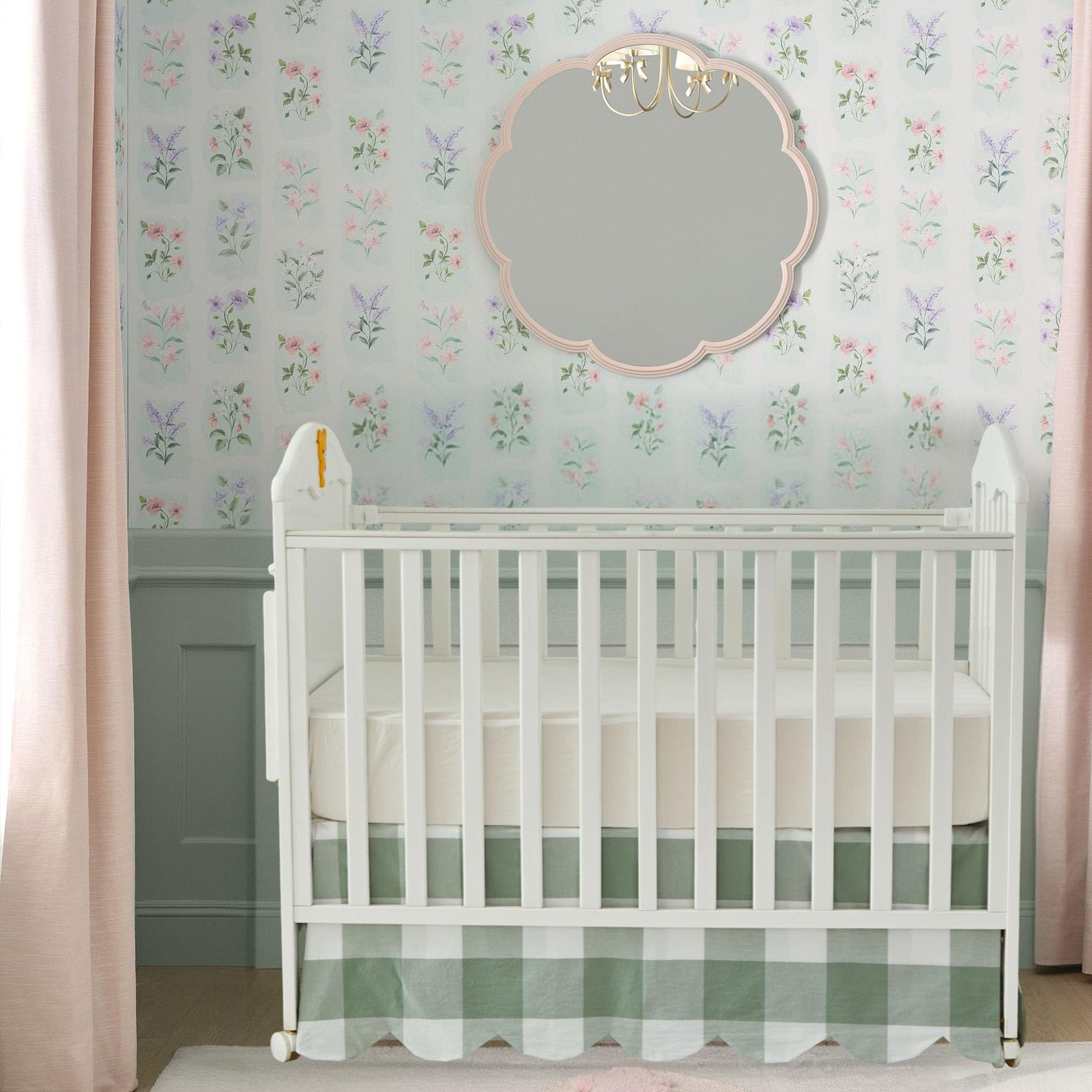 Brandream nursery skirt coordinates with boho chic bedding and decor.