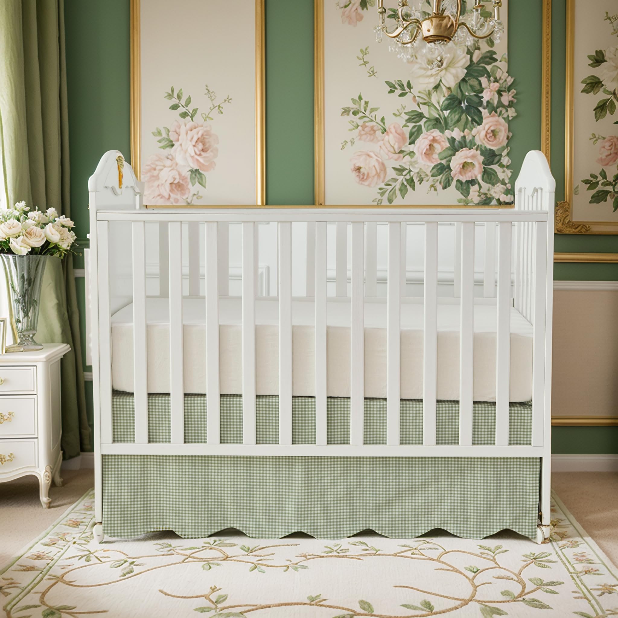 Brandream premium cotton crib skirt delivers natural softness and easy care.