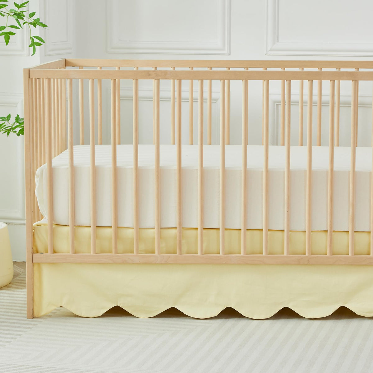 Brandream scallop edge crib skirt adds soft yellow charm to the nursery