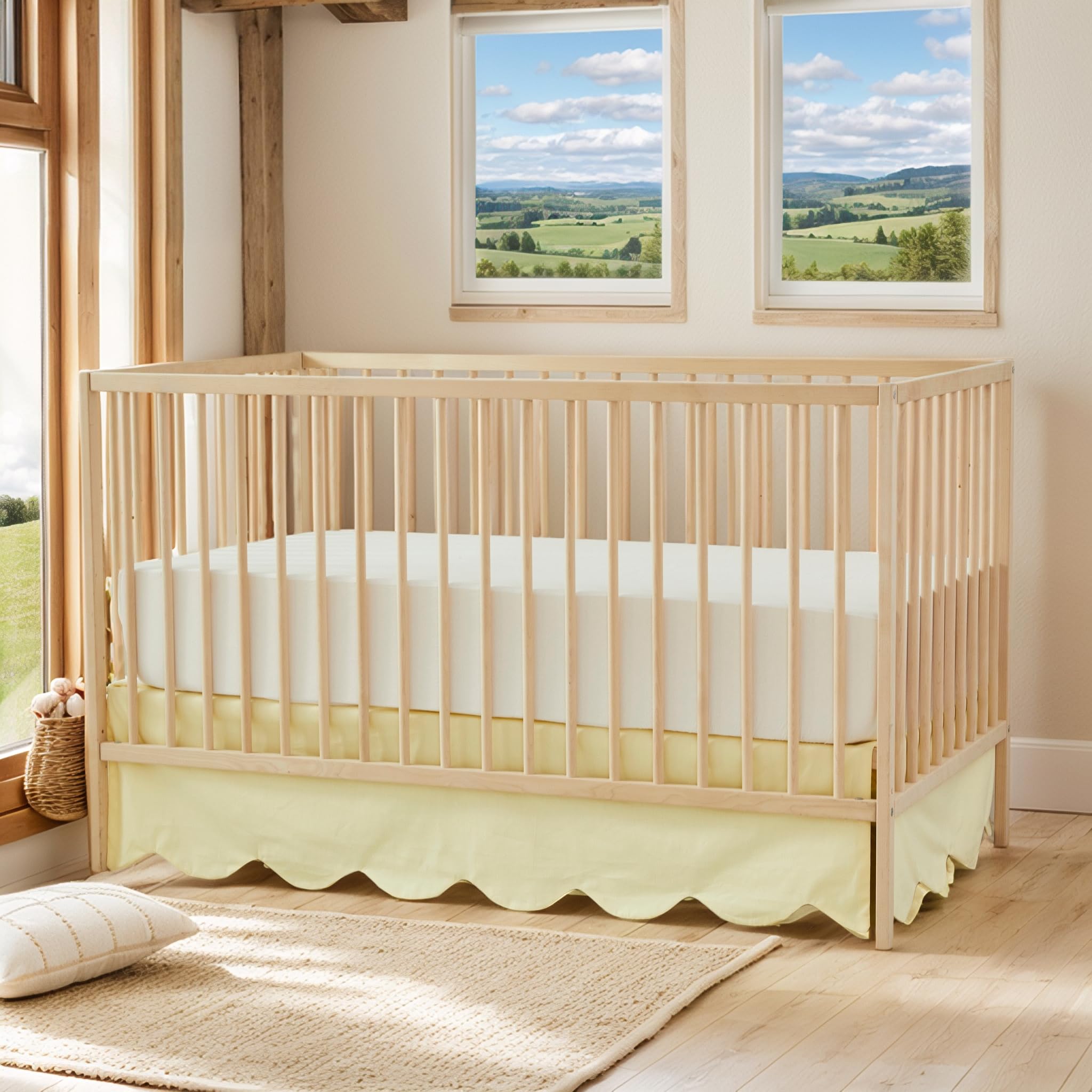 Brandream scallop edge crib skirt keeps crib areas neat and tidy