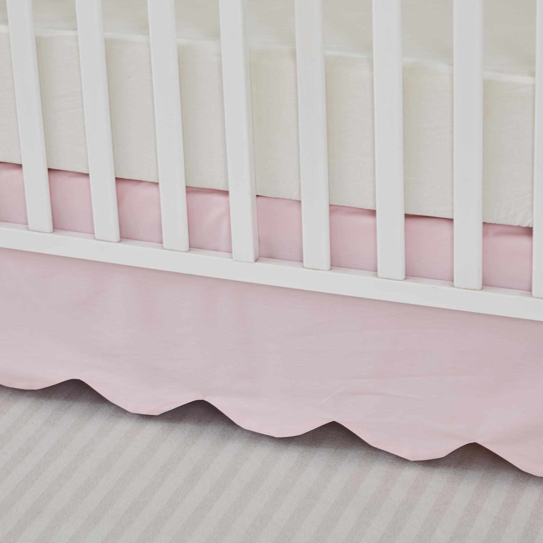 Brandream scallop edge crib skirt coordinated room helps tie nursery colors.