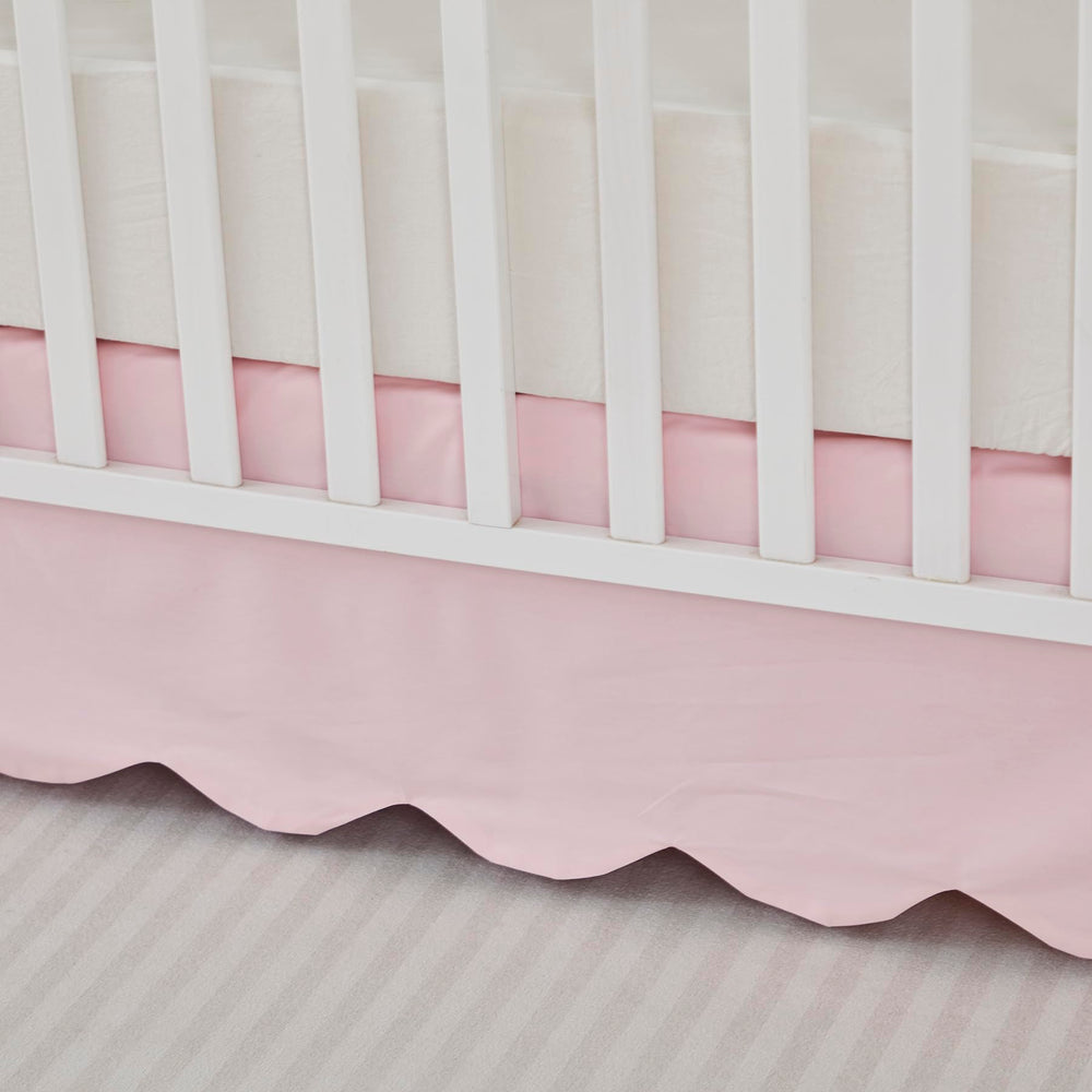 Brandream scallop edge crib skirt coordinated room helps tie nursery colors.