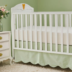 Brandream scallop edge crib skirt in light green adds soft, gender-neutral charm to the nursery.