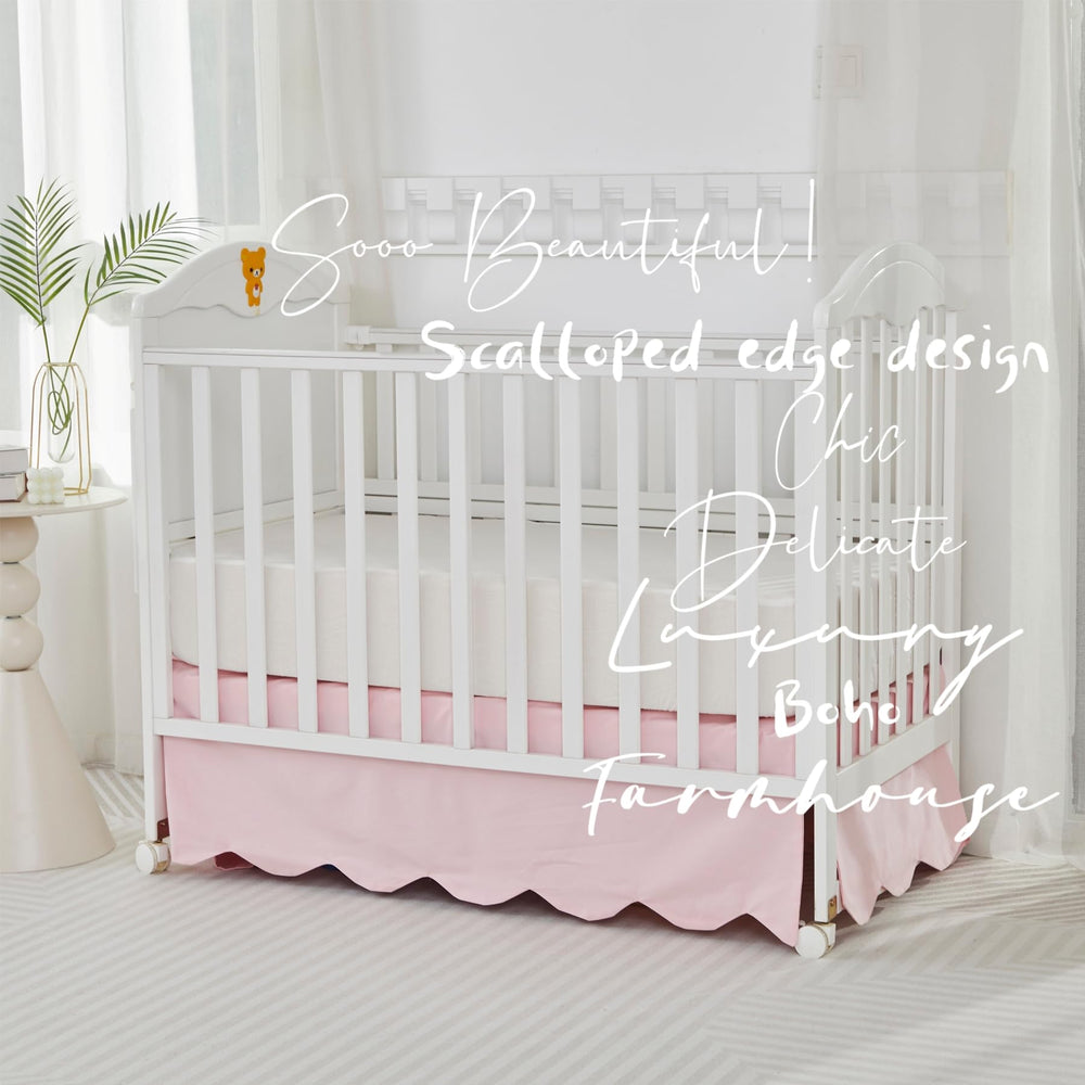 Brandream scallop edge crib skirt stitching detail conveys durability and quality.