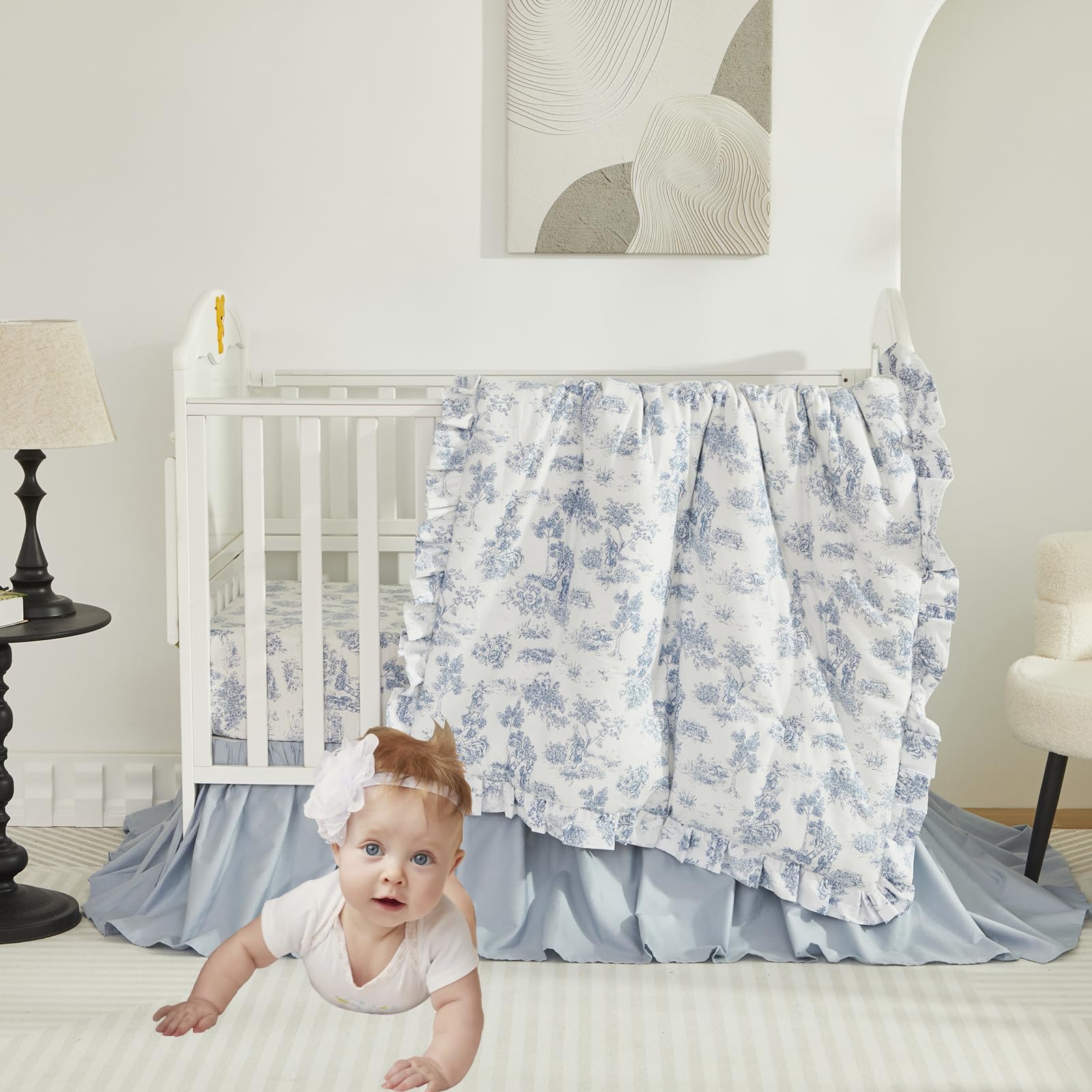 Brandream French Country print with vintage charm and soft blues.