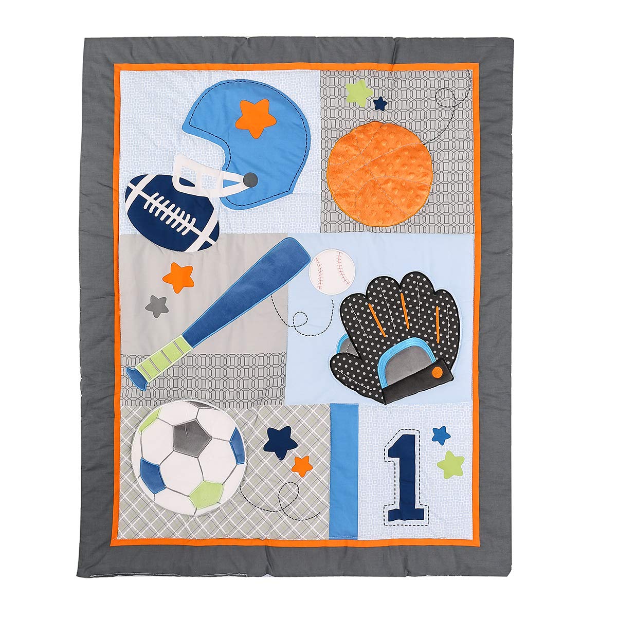 Brandream Ball Theme Quilt with embroidered patches for heirloom detail
