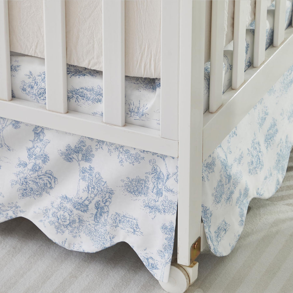 Brandream Toile Crib Skirt measures 52 inch drop for standard cribs.