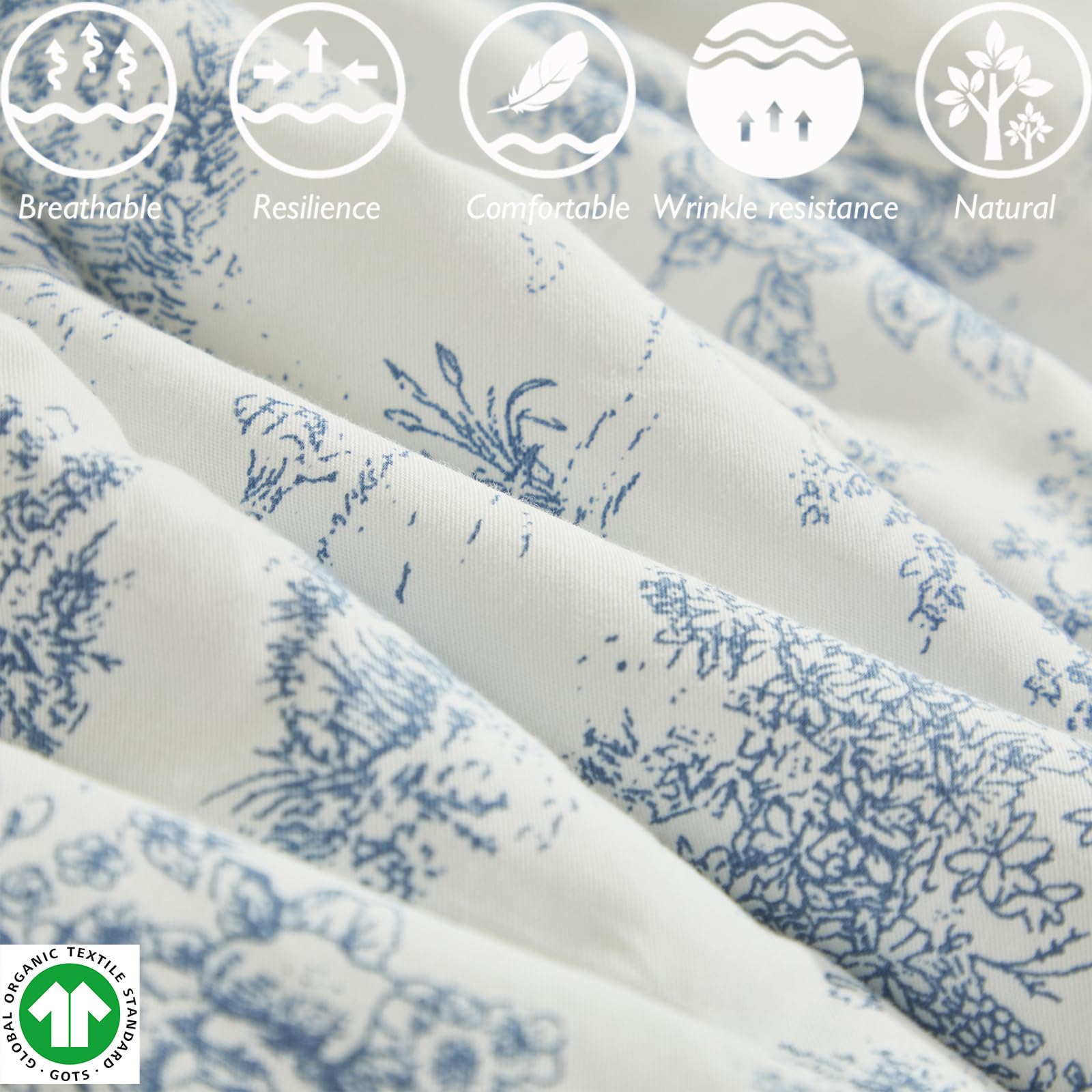 Brandream Toile fitted sheet matching the set for cohesive style.