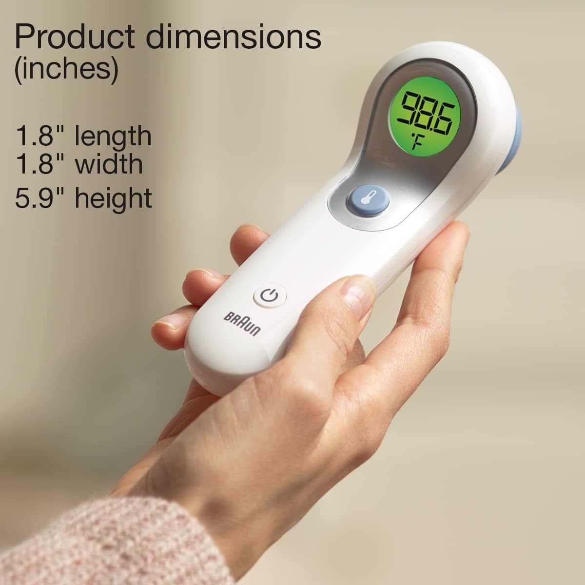 Braun thermometer reads in Celsius and Fahrenheit