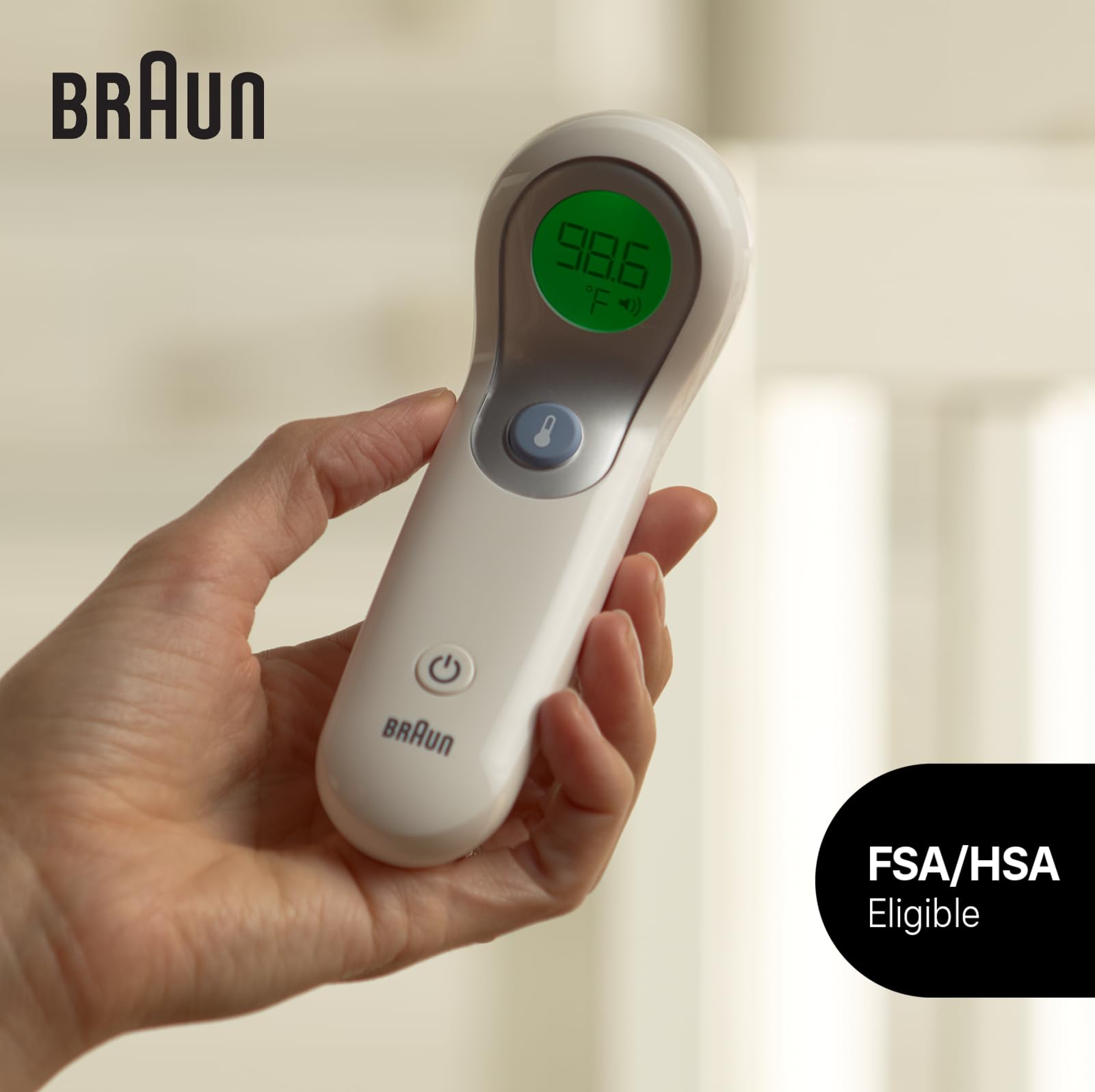 Braun thermometer distance indicator showing proper distance for accurate aim