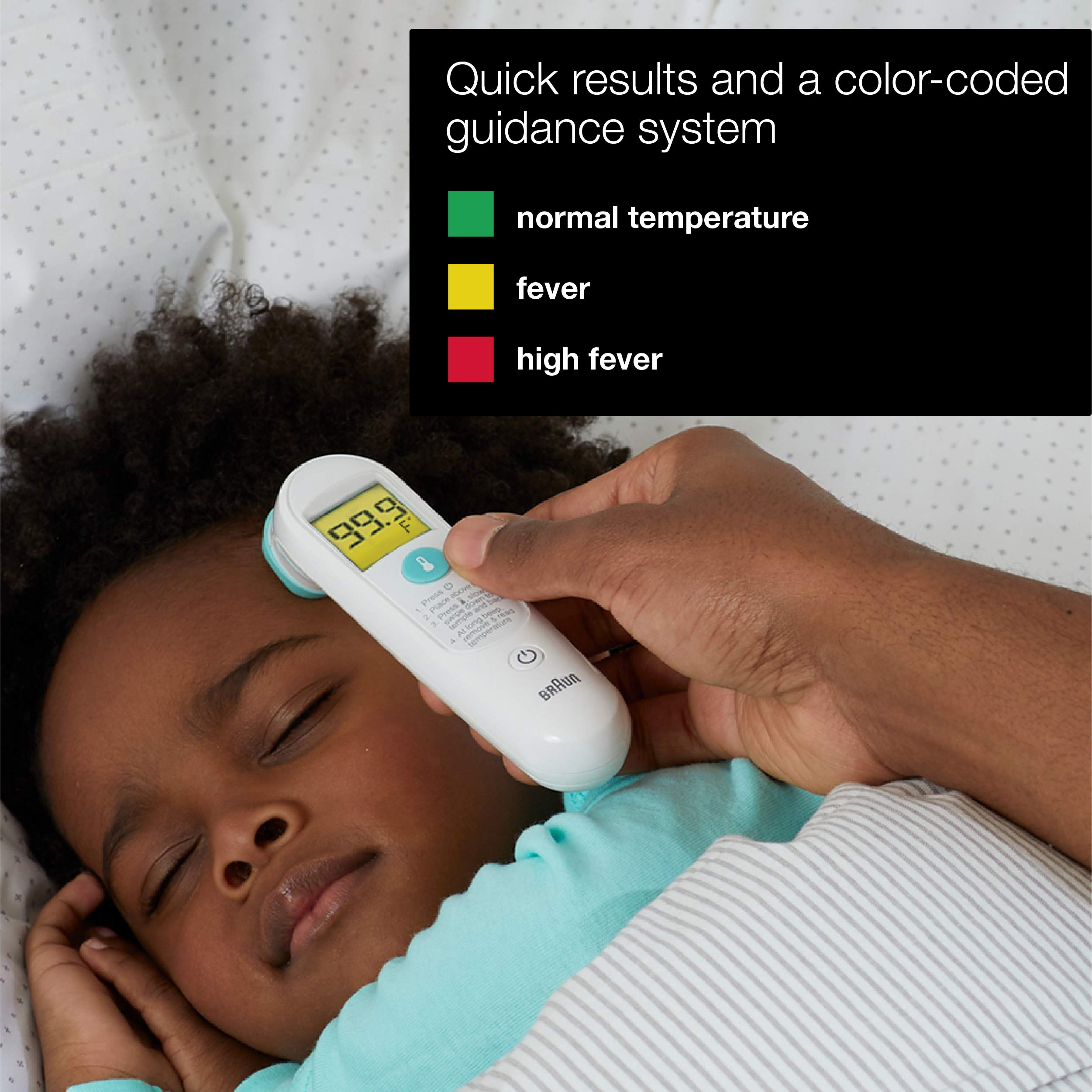 Braun TempleSwipe color-coded display for easy fever guidance