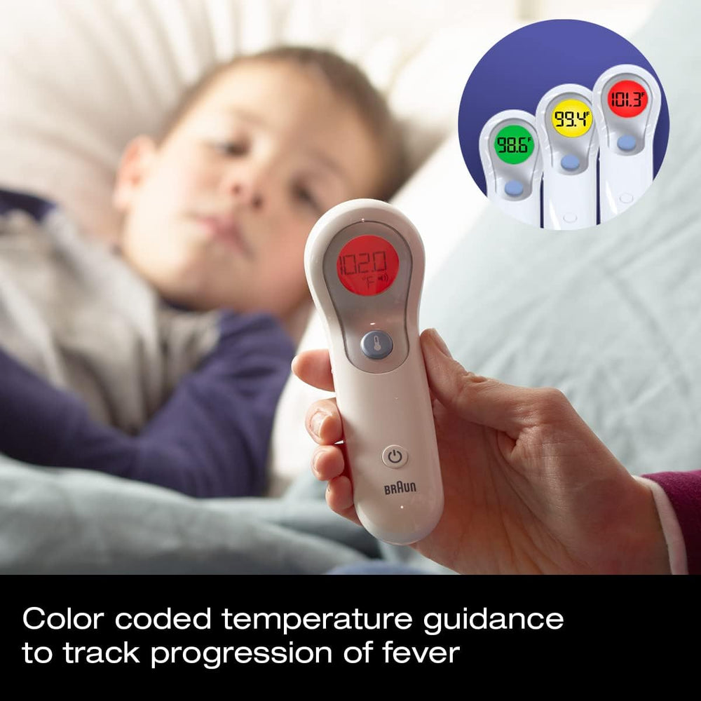 Braun No Touch thermometer with on-screen positioning system for correct aim