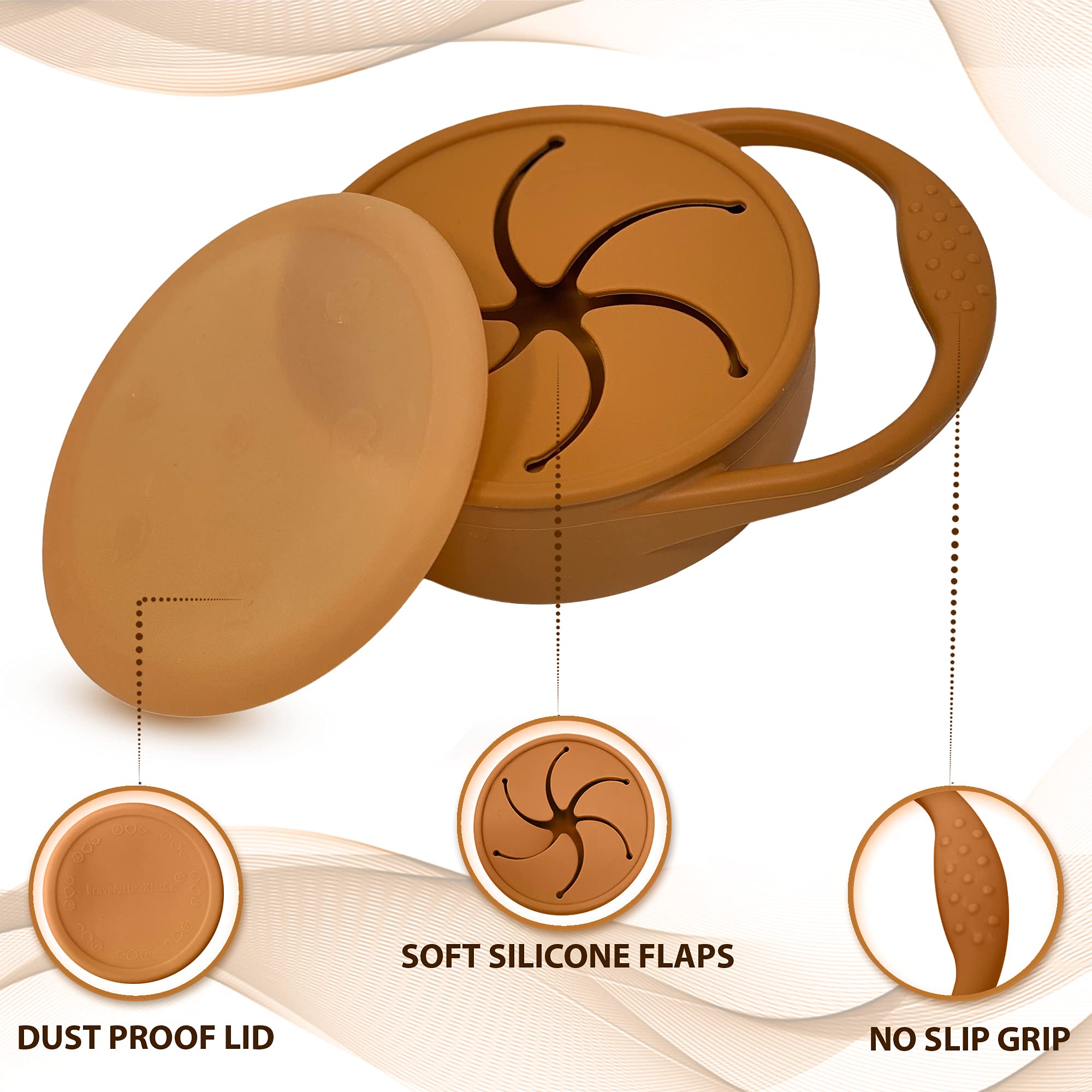 BraveJustice Snack Attack Snack Cup large no-slip handle makes grabbing snacks simple.