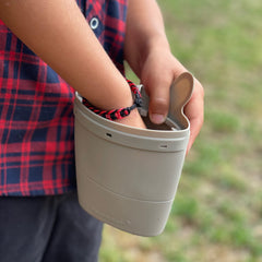 BraveJusticeKidsCo Snack Baggie Fog fits a stroller cup holder for on-the-go snacks.