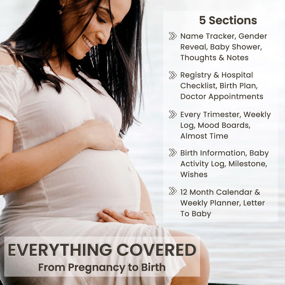 Braveriky pregnancy journal pages with weekly guides for milestones and notes