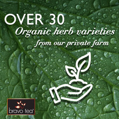 Bravo Tea Menopause Comfort packaging highlighting premium, handcrafted herbs