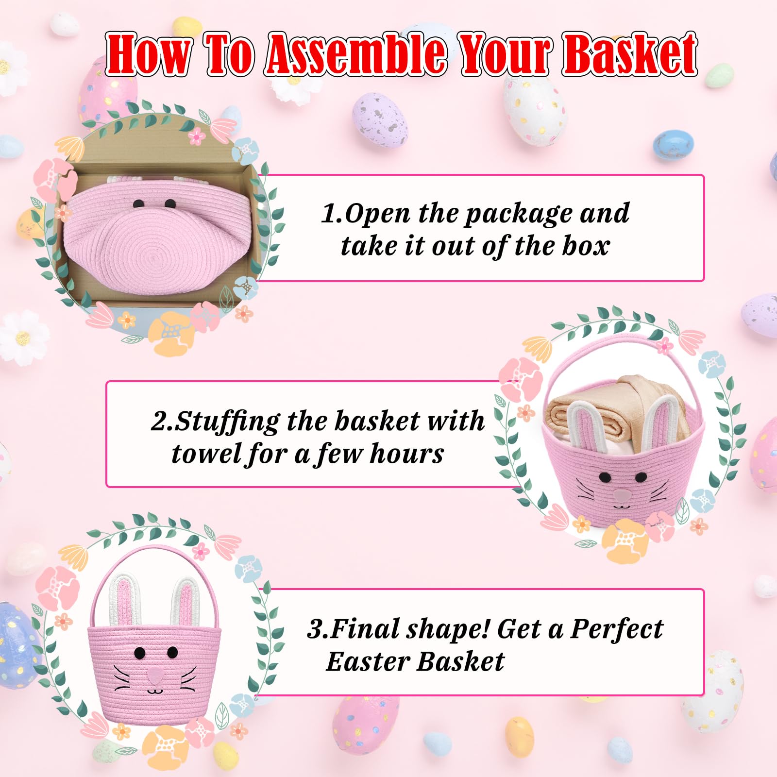 Brbecon Easter basket ready as a gift, pink color and charming theme