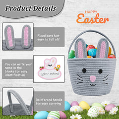 Brbecon Easter egg hunt basket sized 9.8 x 7.8 x 7.8 inches