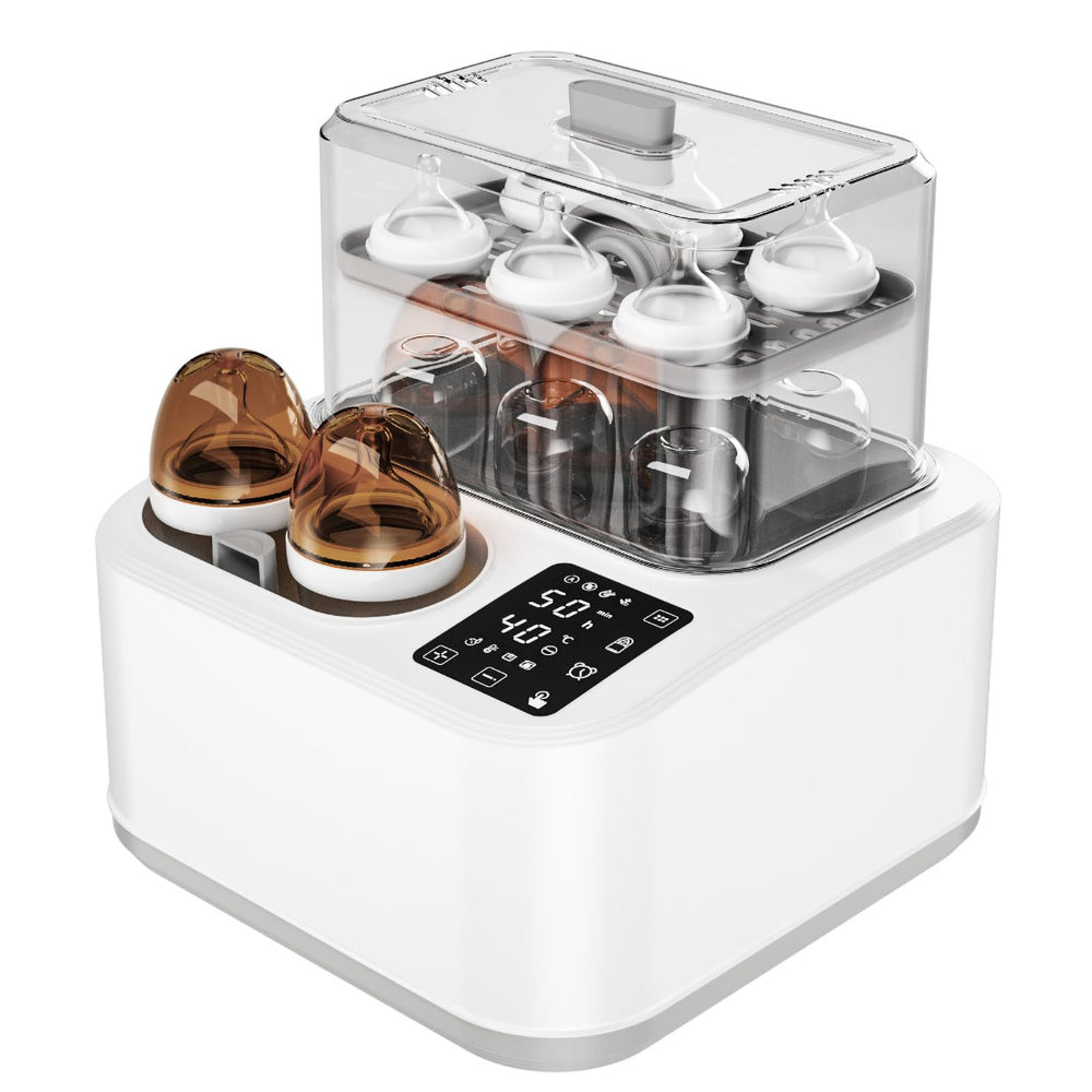 BRBLUERISE bottle warmer front view, compact bedside design for night feeds.