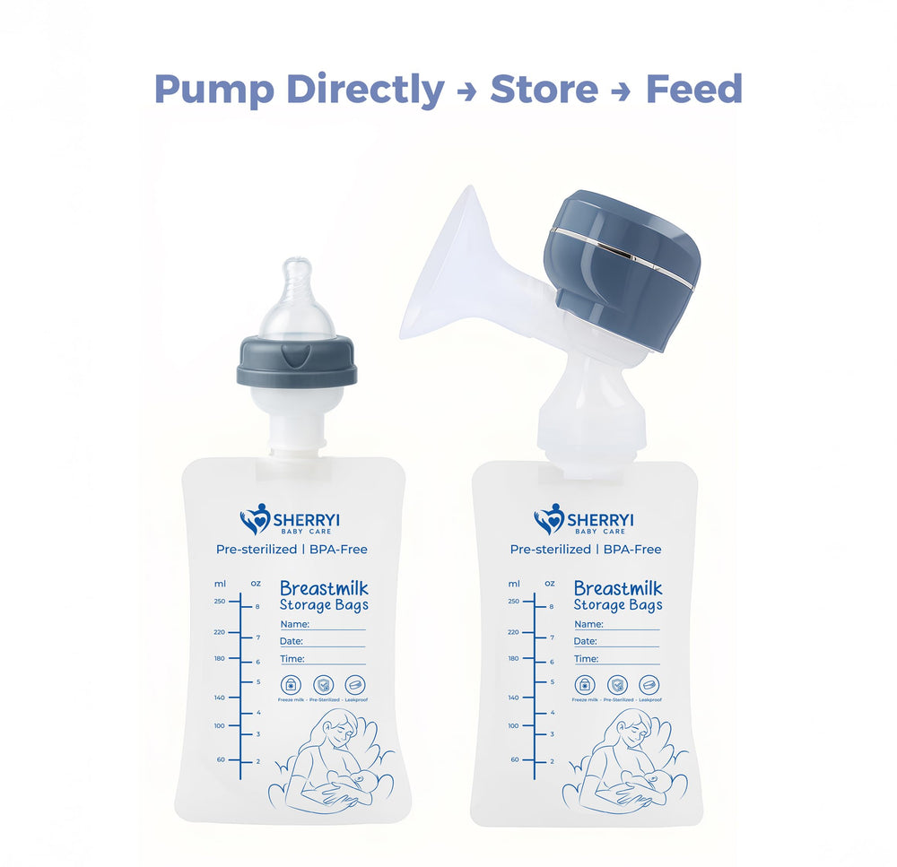 Pre-sterilized BPA-free bags ready for direct pumping into bags.