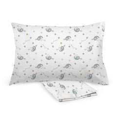 BreathableBaby cotton percale pillowcase with sloths, 2-pack, breathable and durable.