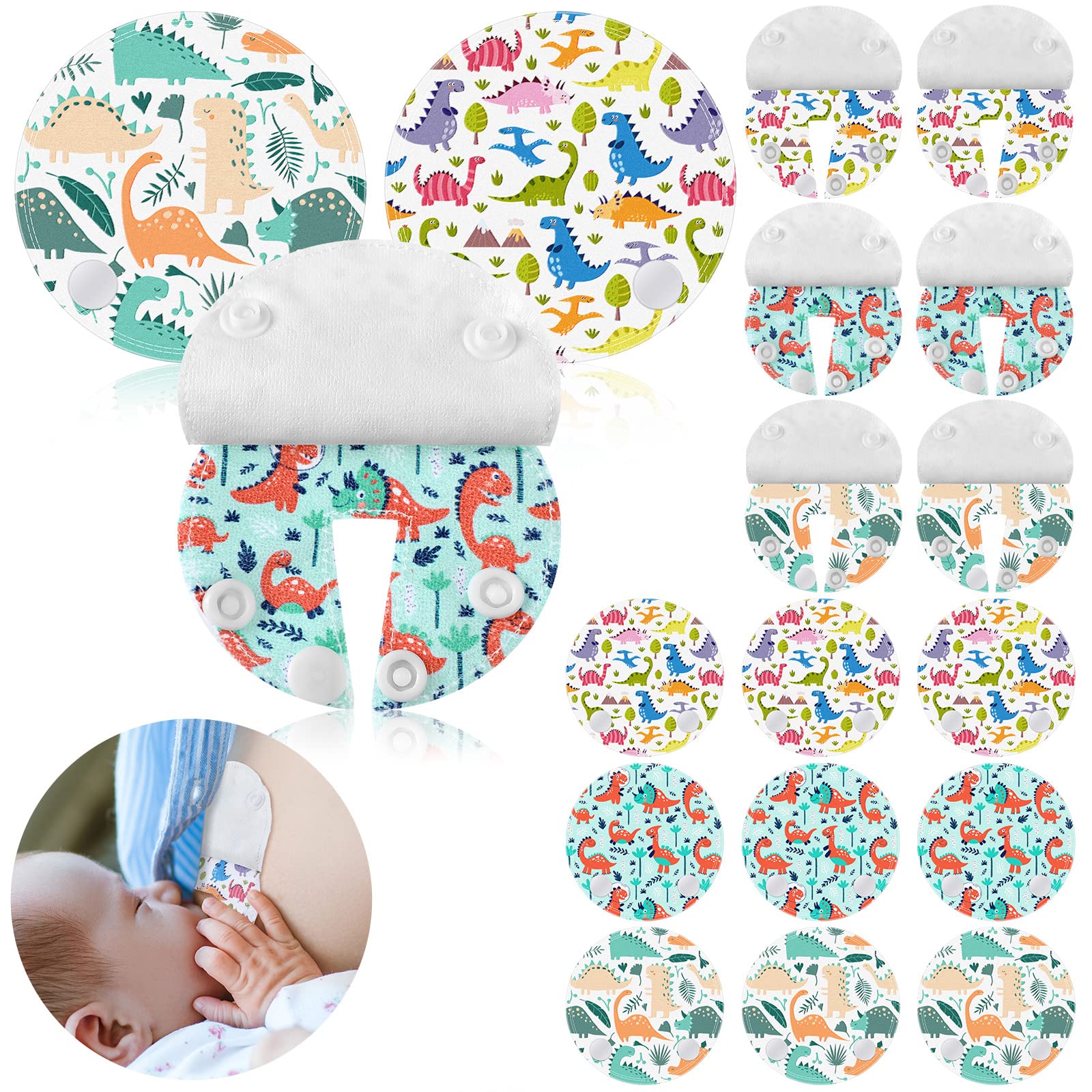 Breling 18-pack feeding pads feature dinosaur designs for comfortable tube feeding.