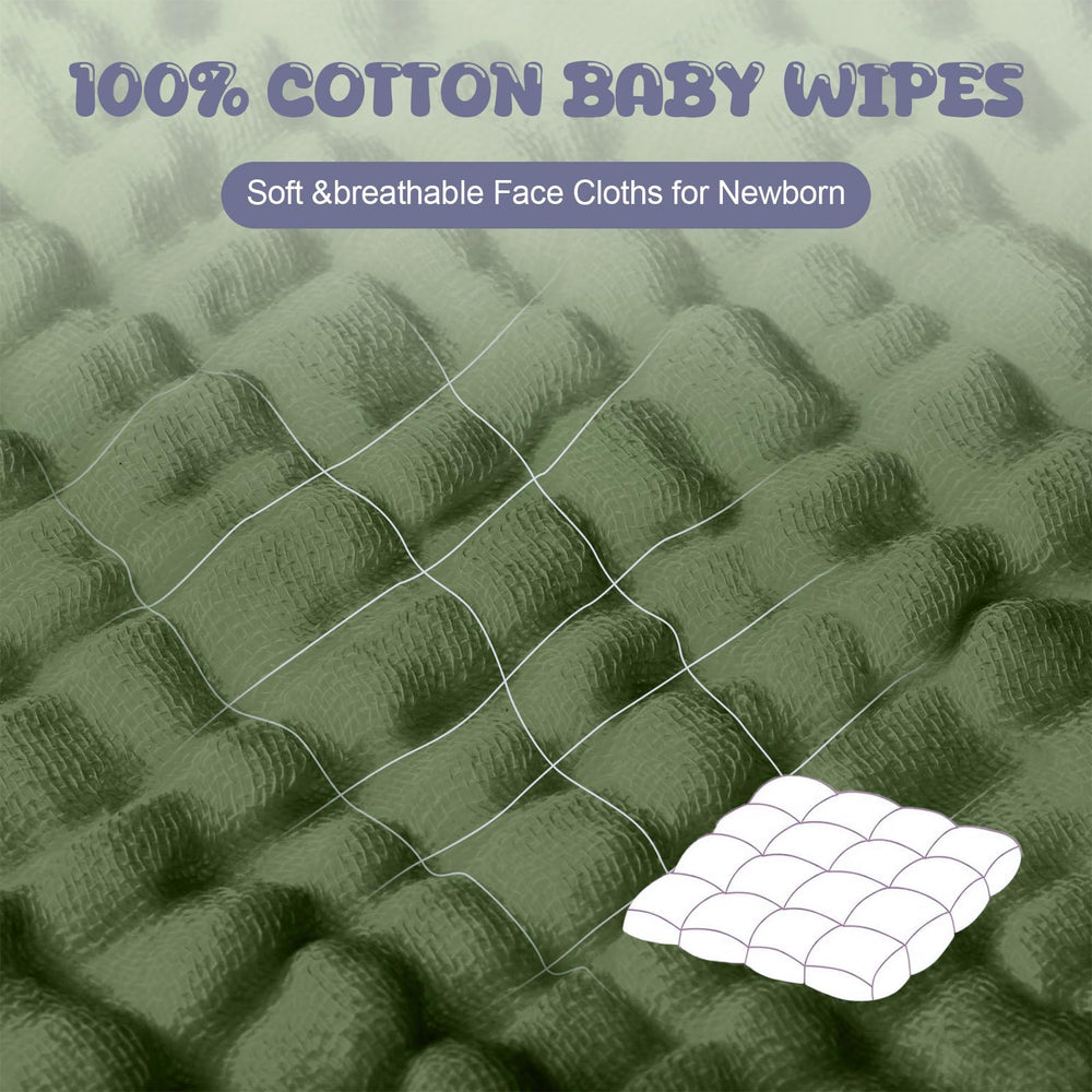 Breling baby muslin washcloth in green, ideal for daily newborn care and faces.