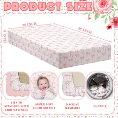 Breling pink bow crib sheet closeup shows breathable fabric and gentle touch