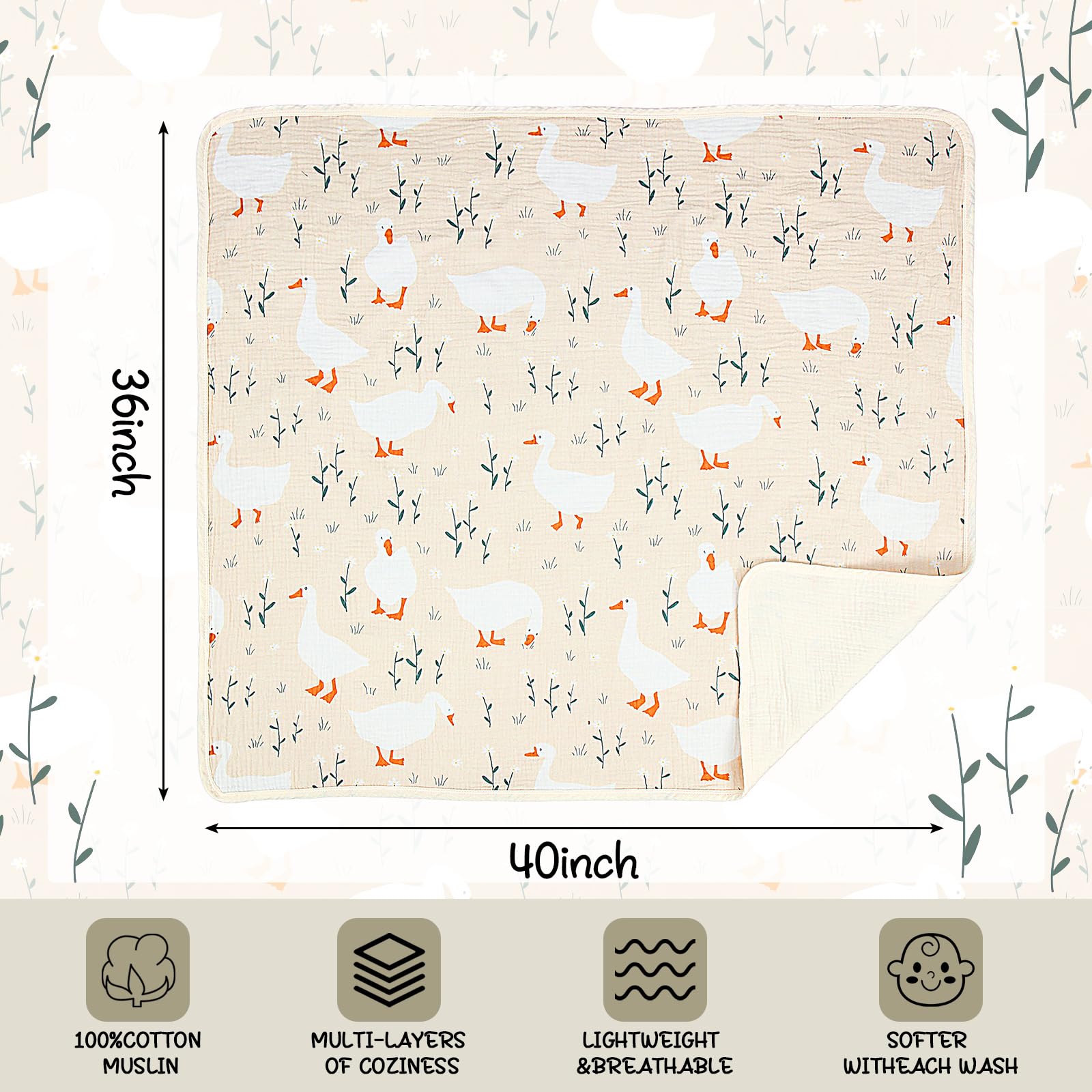 Breling Silly Goose muslin blanket in baby nursery scene adds playful charm and comfort