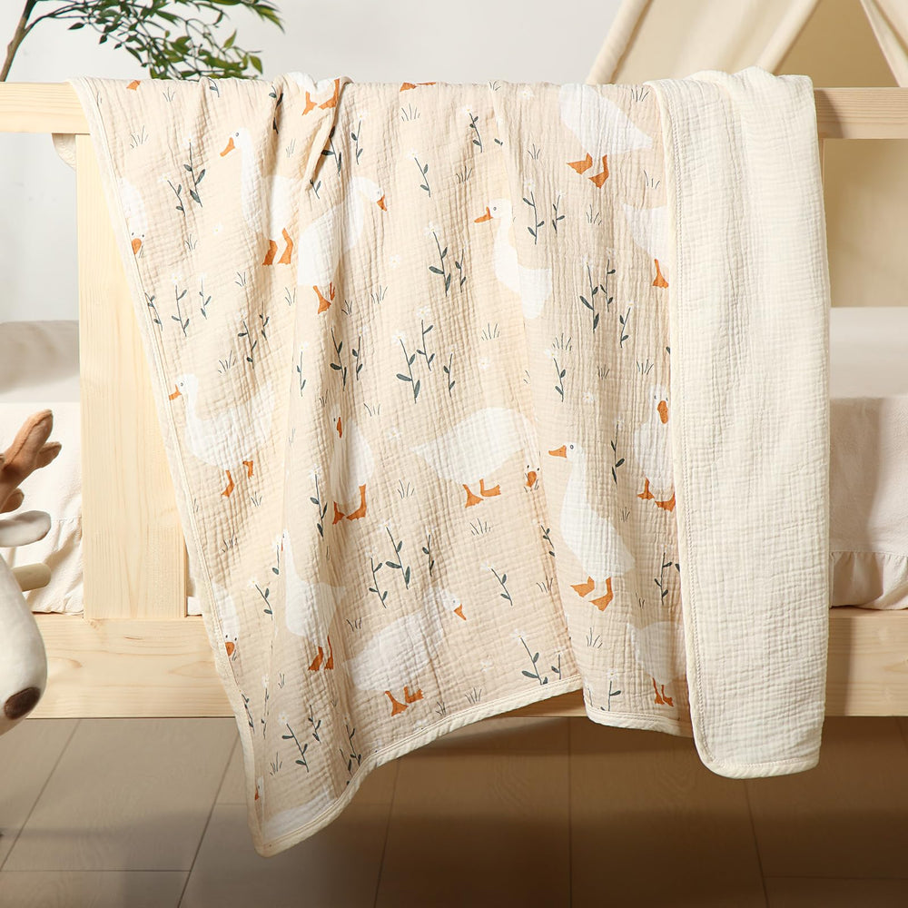 Breling Silly Goose muslin blanket folded ready for cozy toddler snuggles