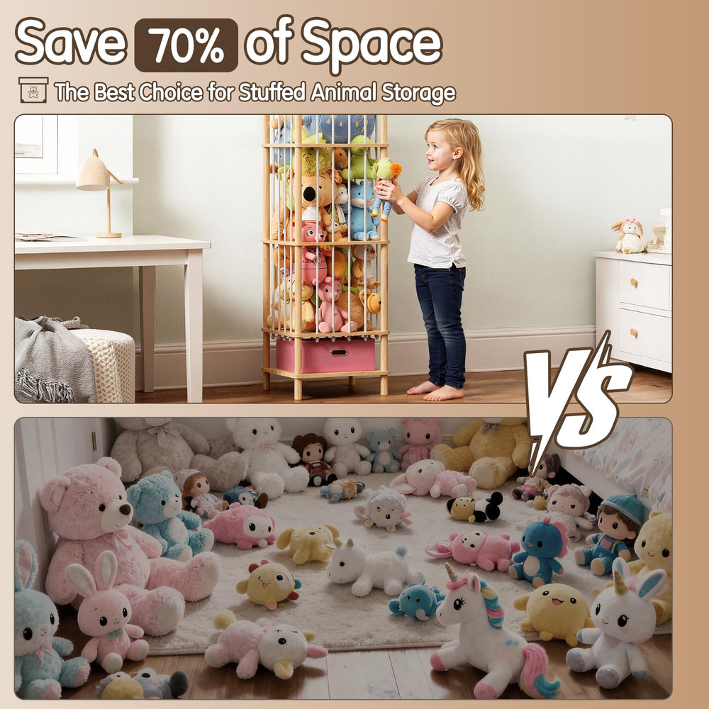 Brelley large capacity holds over 40 stuffed animals with ease.