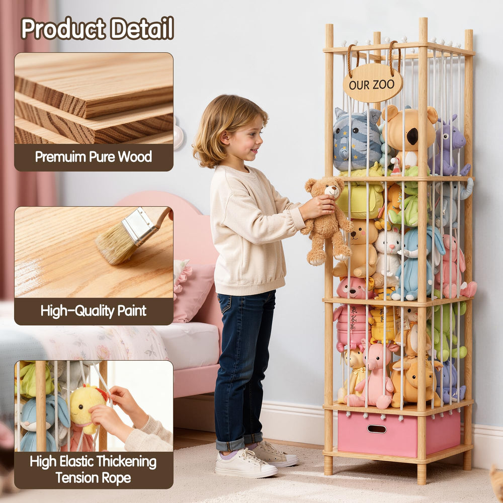 Brelley space saving organizer reduces clutter in a child's room.