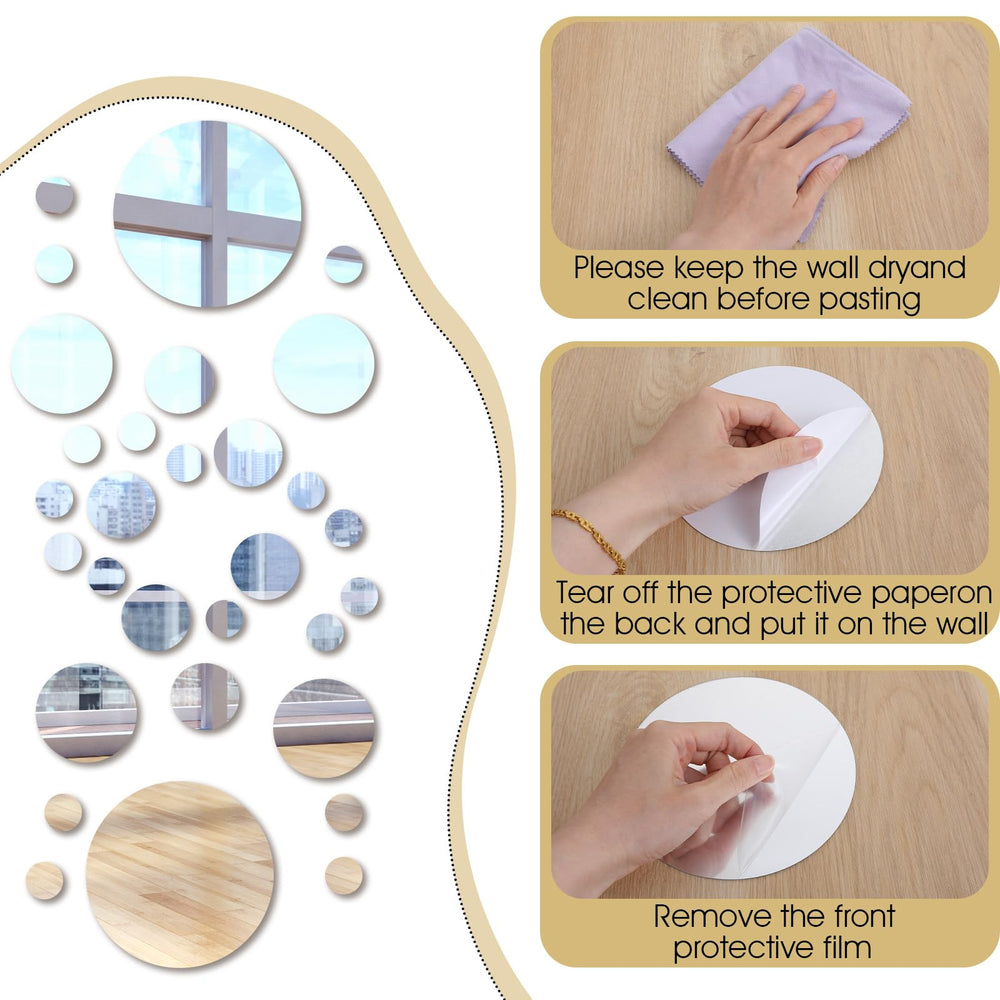 Bremorou Circle Mirror 5.5cm set—six pieces fit small spaces and wardrobes