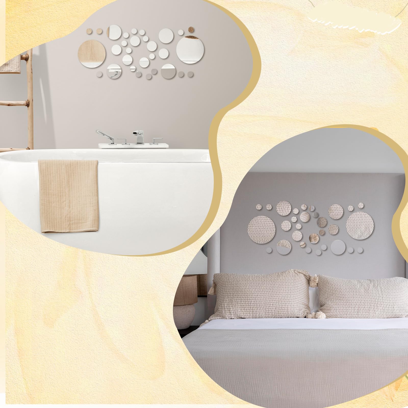 Bremorou Wall decor example—mirror tiles arranged to create space-expanding reflections