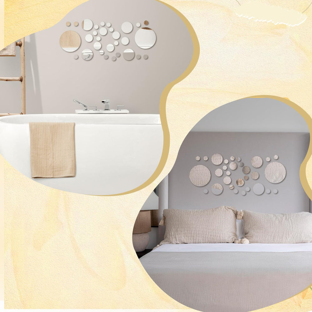 Bremorou Wall decor example—mirror tiles arranged to create space-expanding reflections