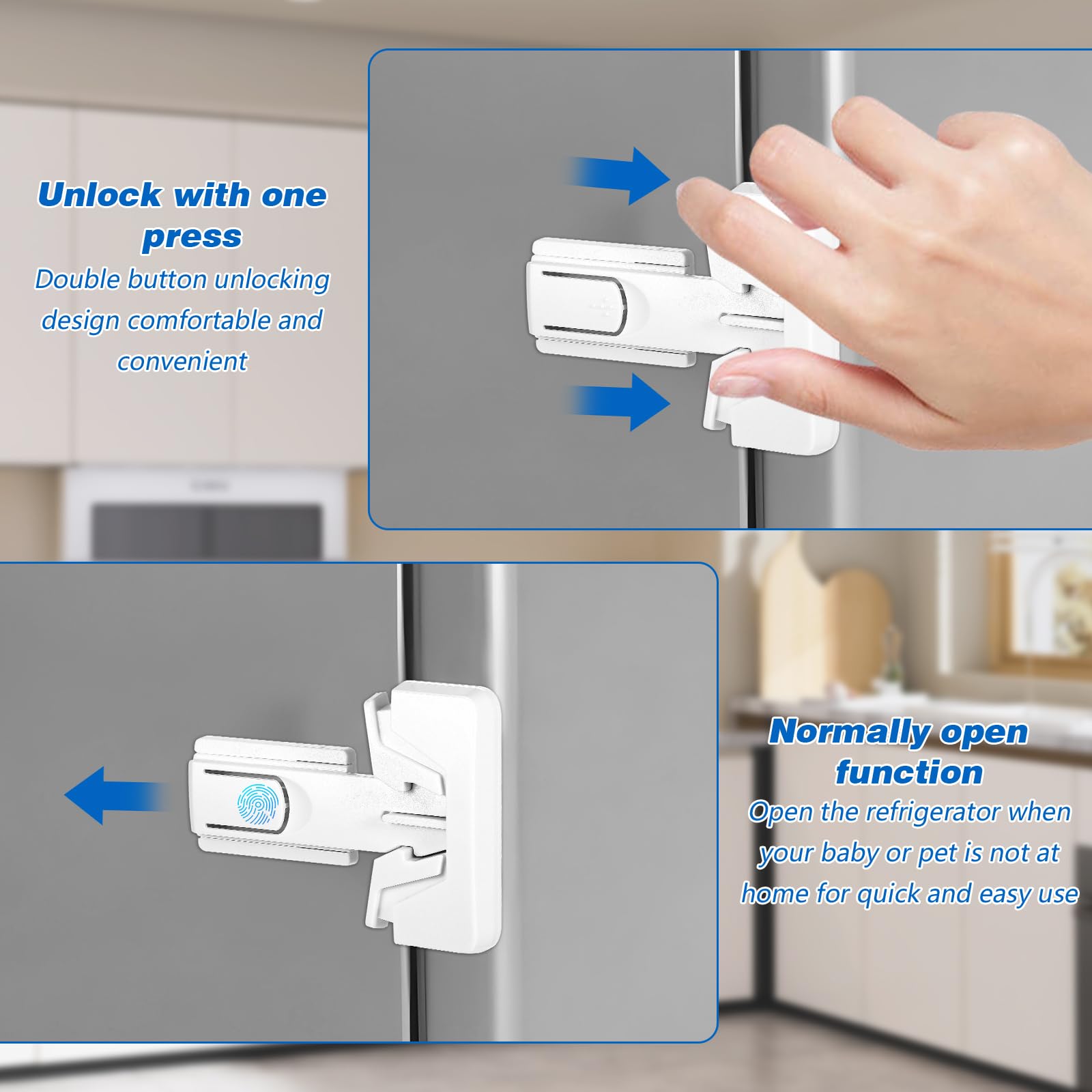 Bremorou white refrigerator lock is easy to install and reposition.