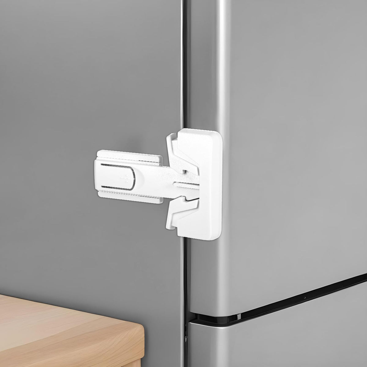 Bremorou freezer door latch in white, compact pack two locks for child safety and fridge protection.