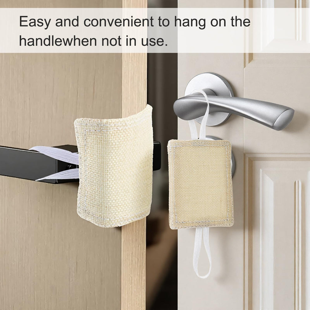 Bremorou padded door latch cover in linen and nylon