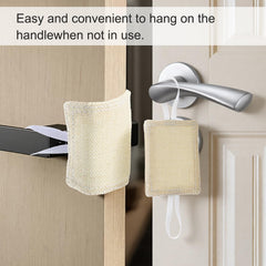 Bremorou padded door latch cover in linen and nylon
